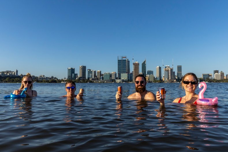 Swimmers in the Swan River