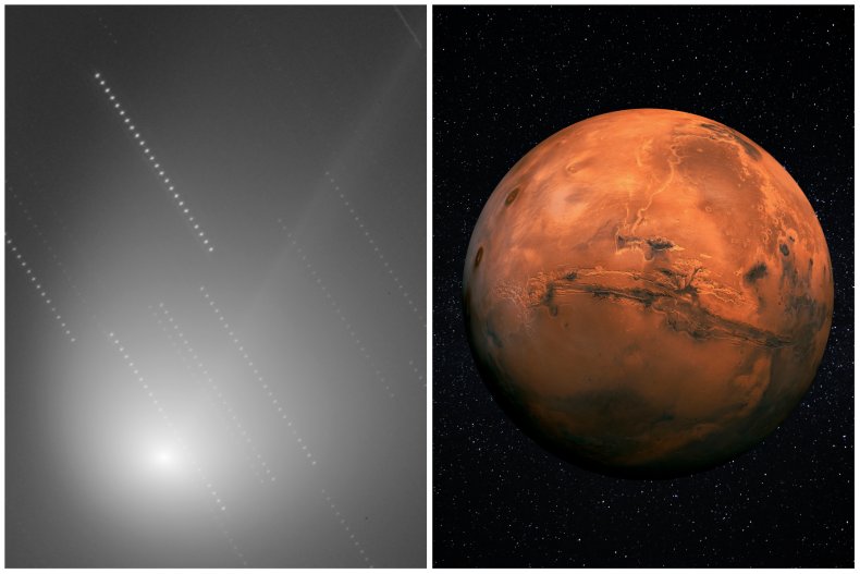 The comet C/2022 E3 (ZTF) and Mars