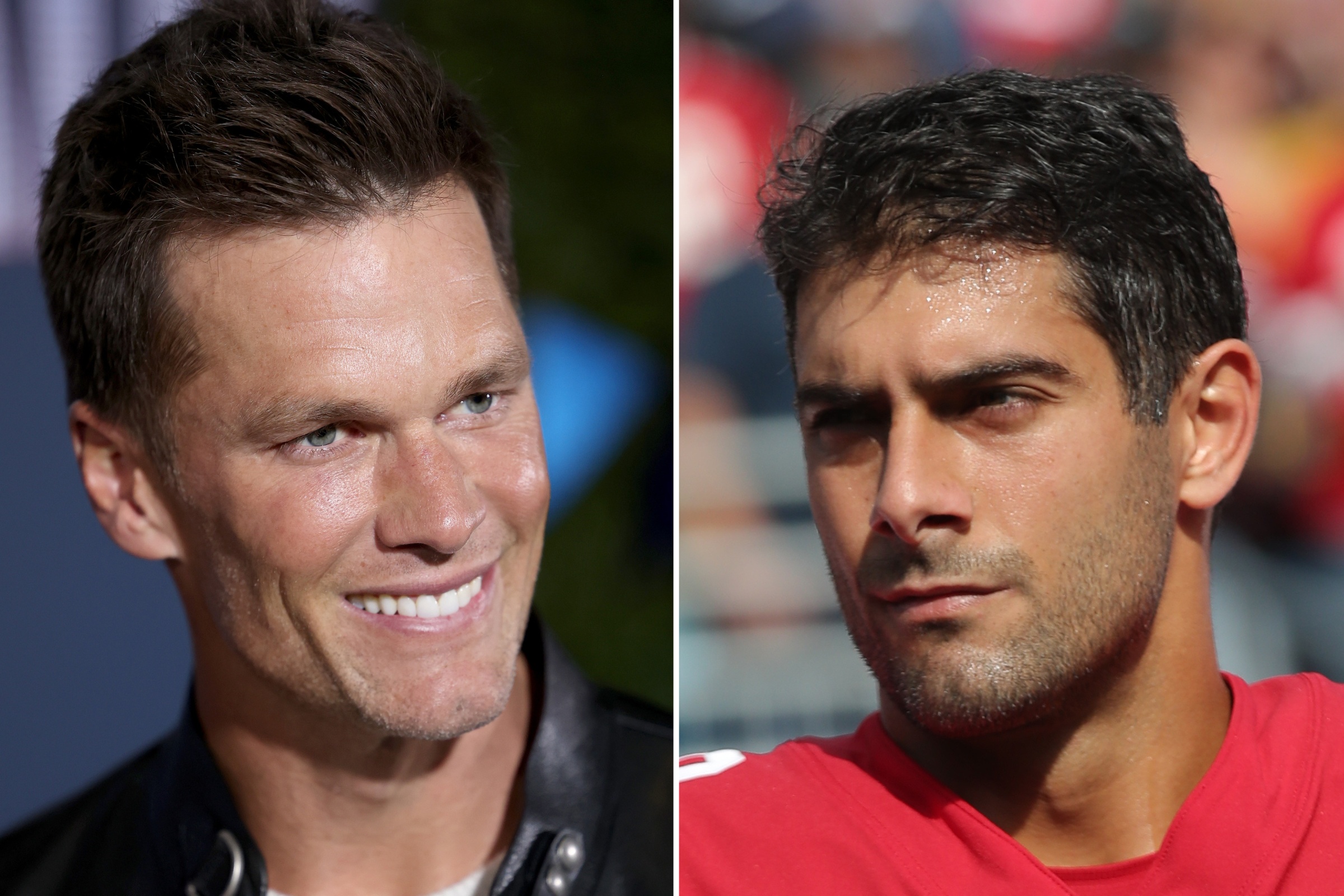 Tom Brady caught on camera giving cheeky message to Jimmy Garoppolo before  Raiders debut - Mirror Online