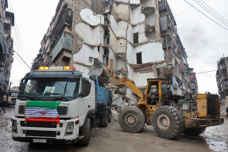 Iran, flag, rescue, operations, in, Aleppo, Syria