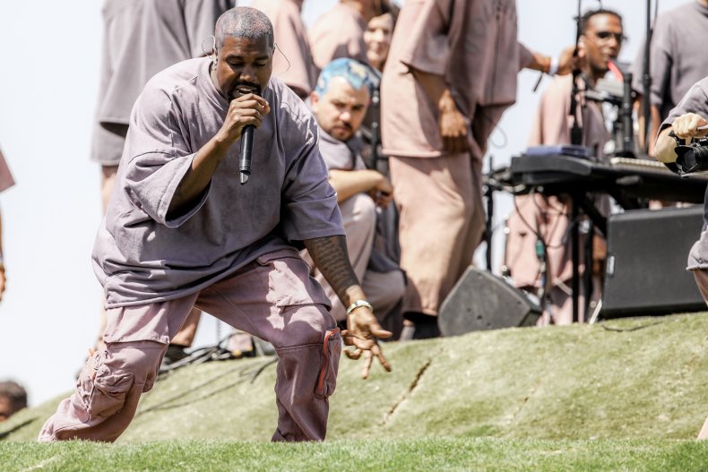 Kanye West performing at Sunday Service