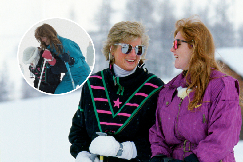 Princess Diana and Sarah Ferguson Skiing