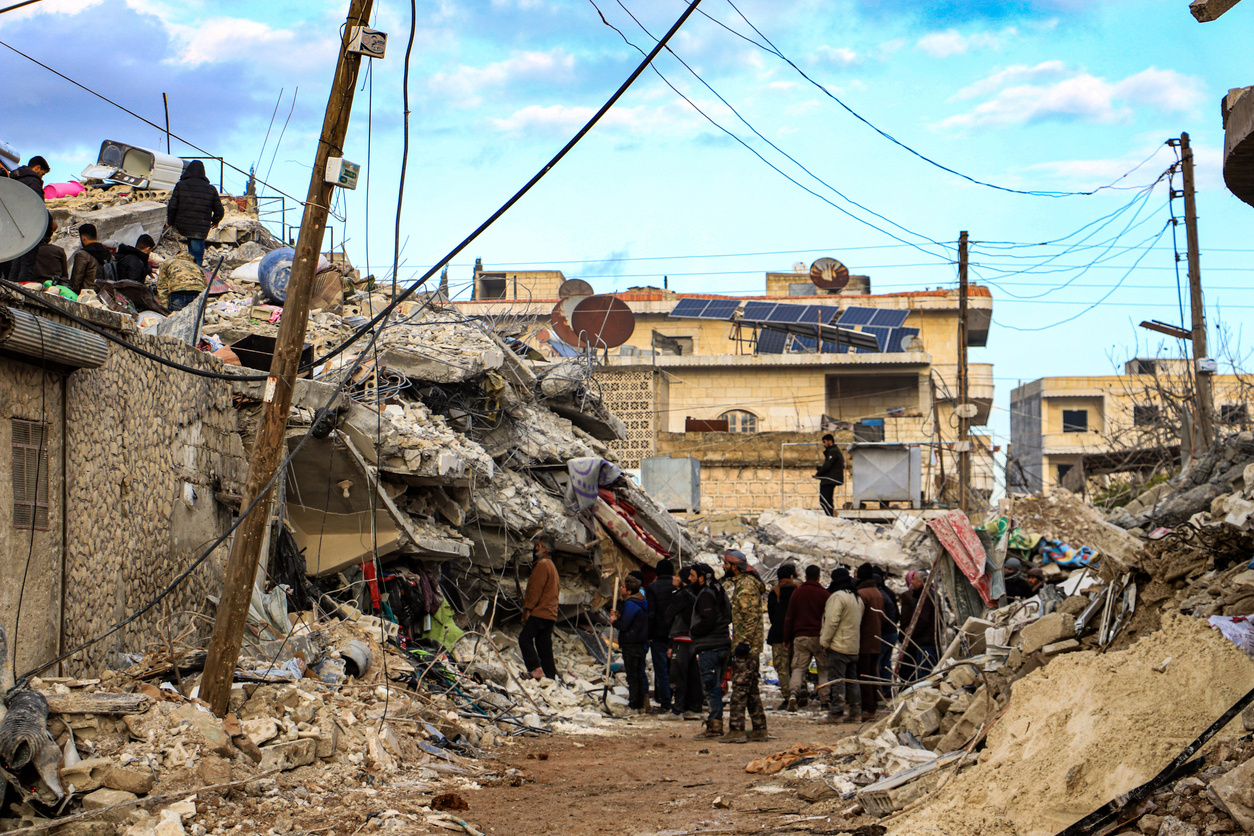 collapsed buildings after syrian earthquake