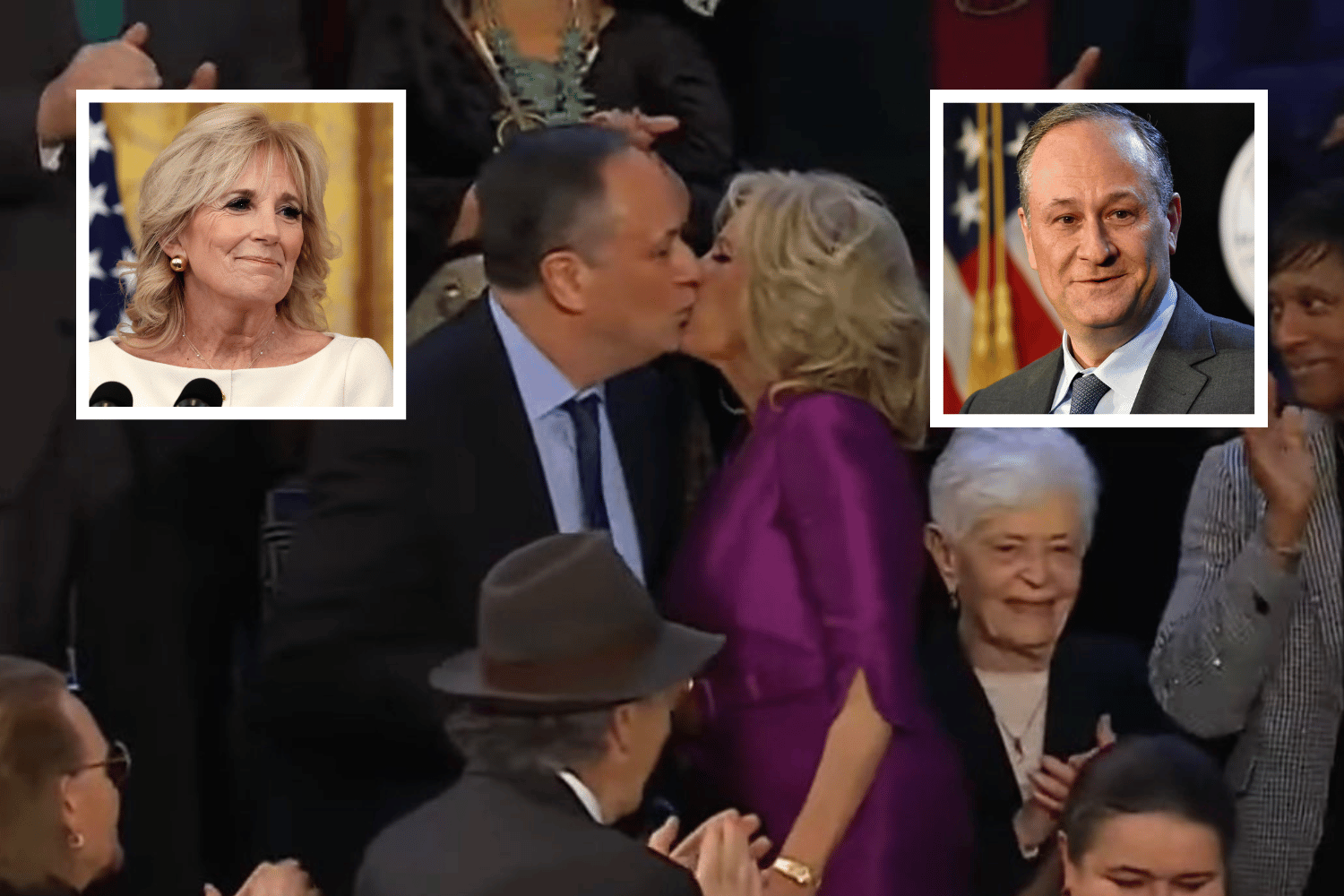 Jill Biden Kissing Kamala Harris' Husband at SOTU Leaves