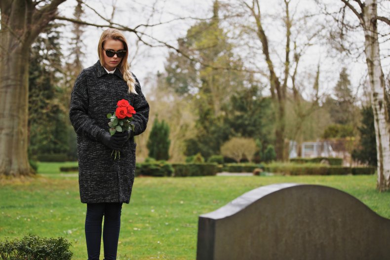 Woman at grave