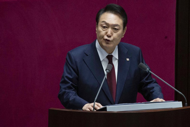 South Korean President Yoon Suk-yeol speaks
