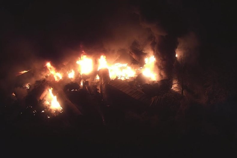 Incendio per deragliamento del treno