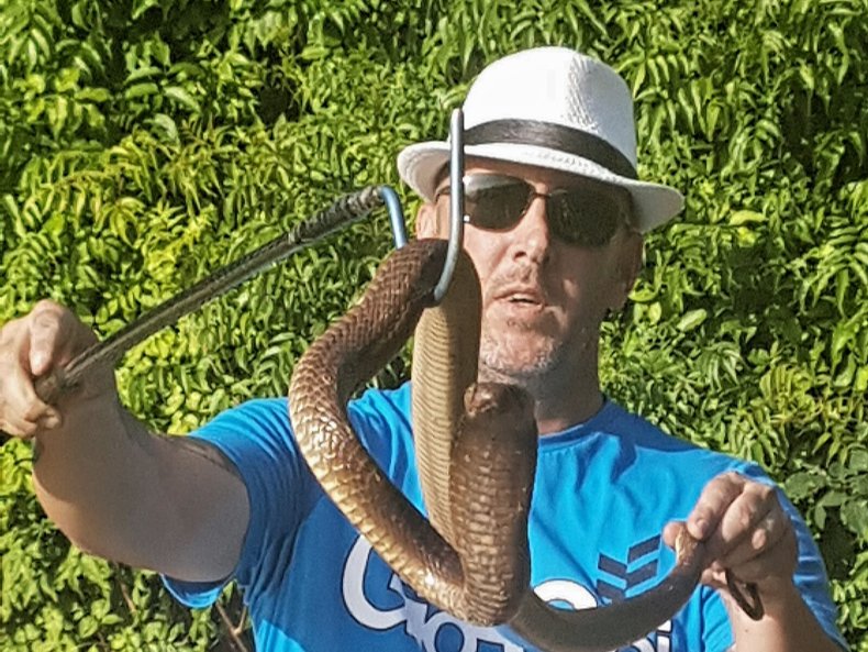 Steve Meighan with a Cape cobra