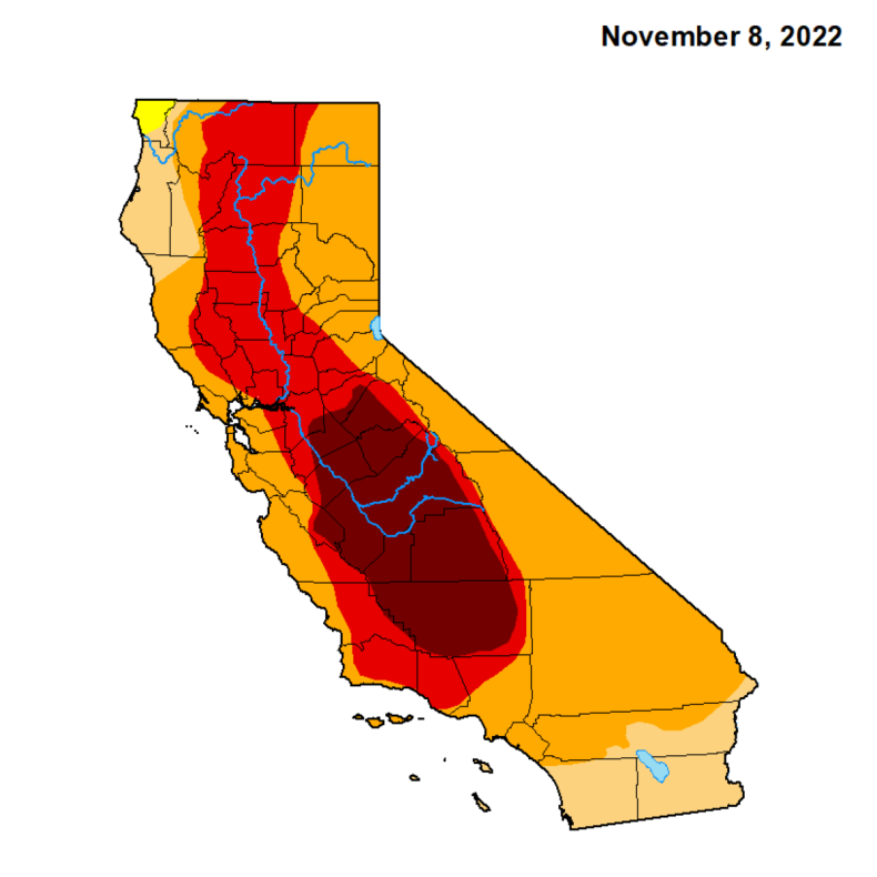 California drought map  November 8, 2022