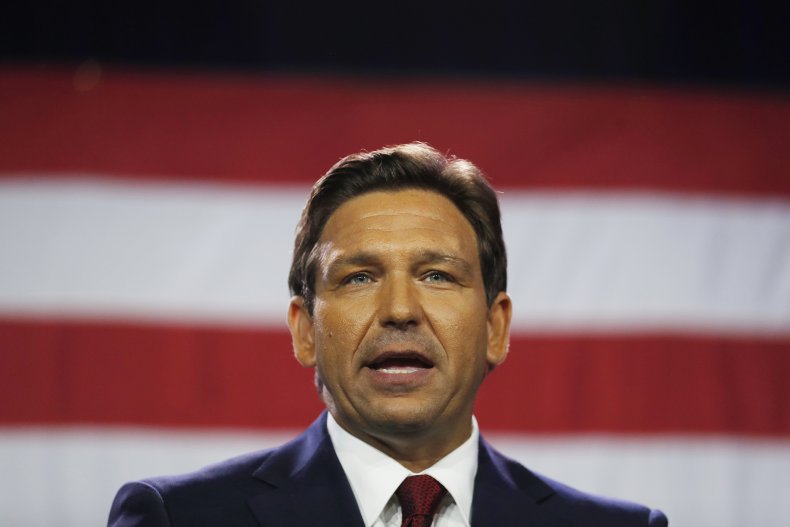 Florida Gov. Ron DeSantis gives a victory