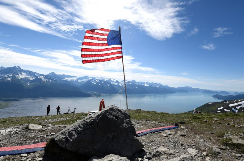 American flag in Alaska
