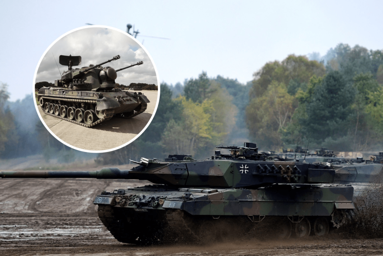 Gepard Anti-Aircraft Tank With Leopard 2A6 Tank