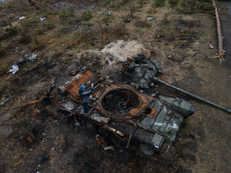 Destroyed Russian Tank in Ukraine