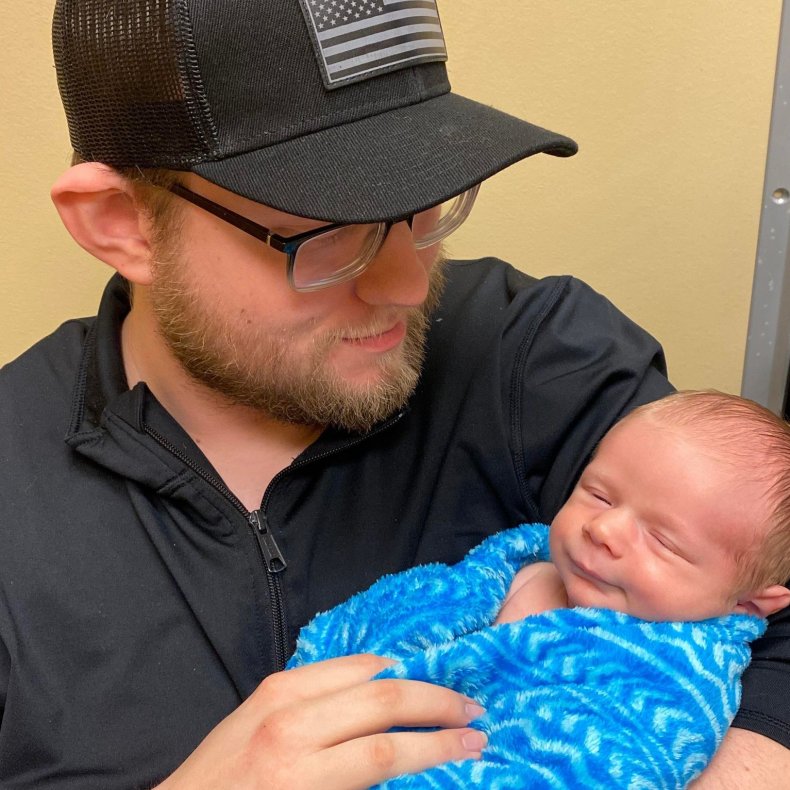 Nate Locke and baby East Palestine