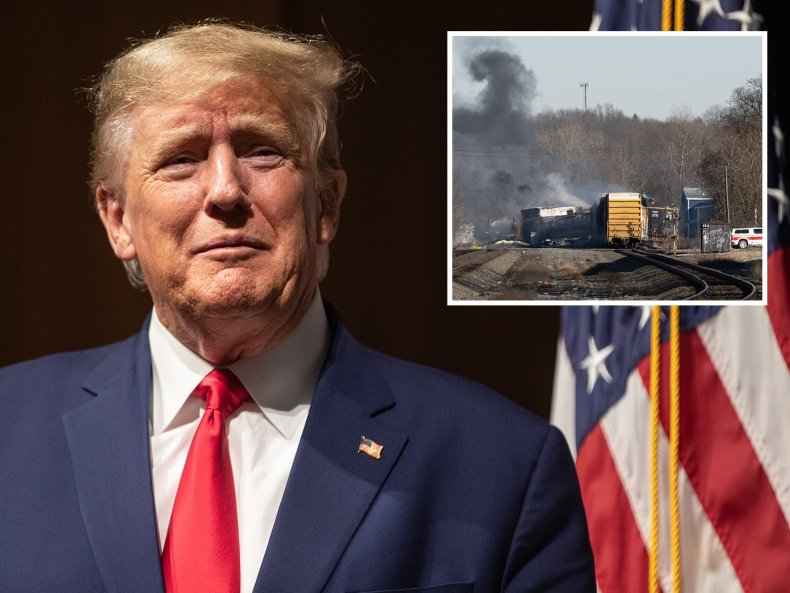 Comp Image, Trump and Derailed Train, Ohio