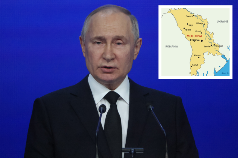 Vladimir Putin and Moldova map 