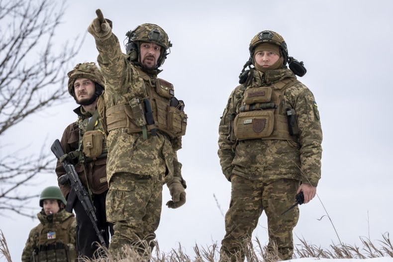 Ukraine soldiers near Bakhmut Russia offensive February