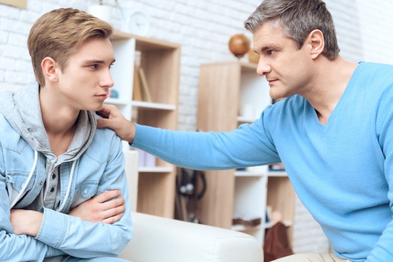 Dad son talking