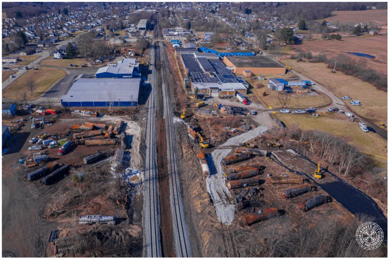 shot of the train derailment worksite
