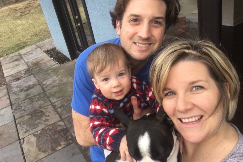 Jared Bilski with his wife and son