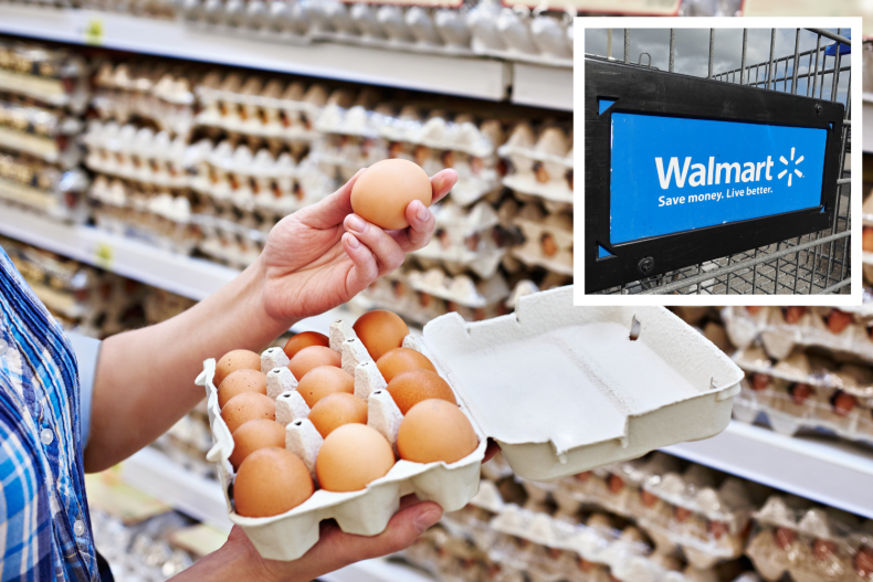 Egg shopper and Walmart sign 