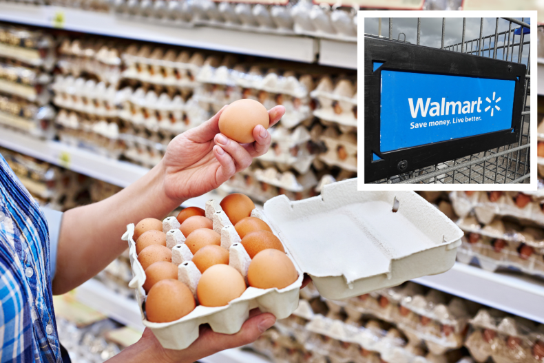 Egg shopper and Walmart sign