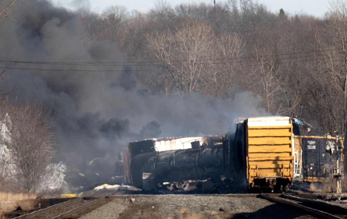 A train derailed near East Palestine Ohio