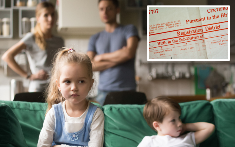 A family and a birth certificate.