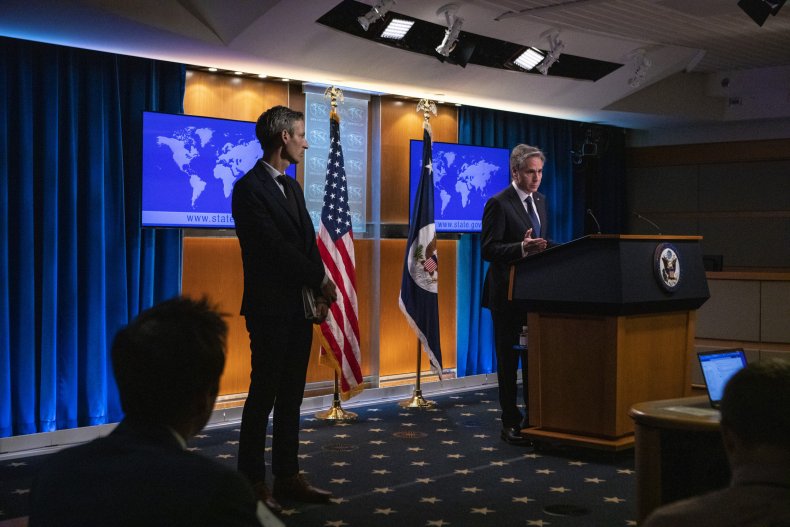 Secretary of State Antony Blinken speaks to