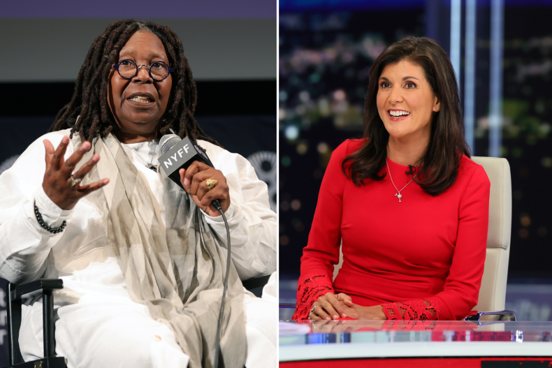 Whoopi Goldberg and Nikki Haley split image