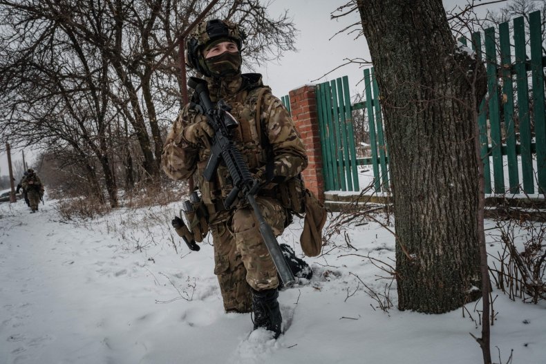 Ukraine soldier near Bakhmut front line Donetsk