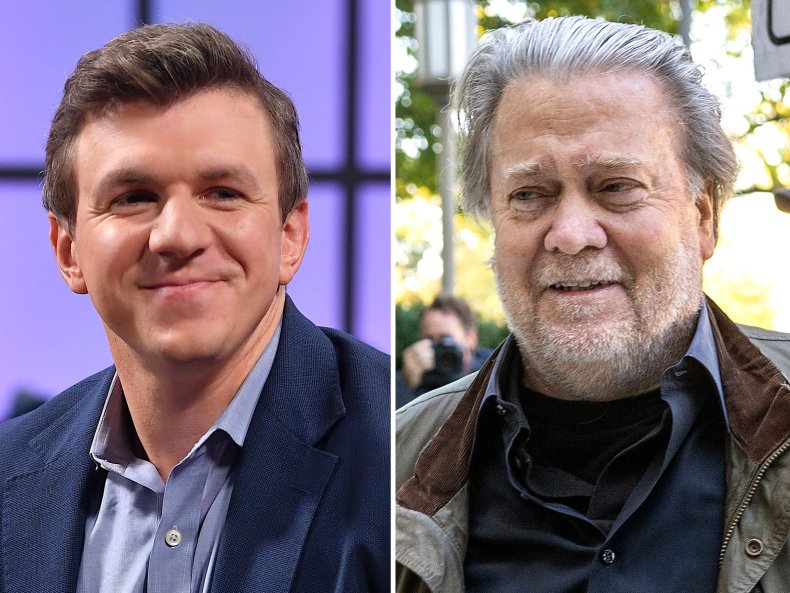 Composite image, James O'Keefe and Steve Bannon 