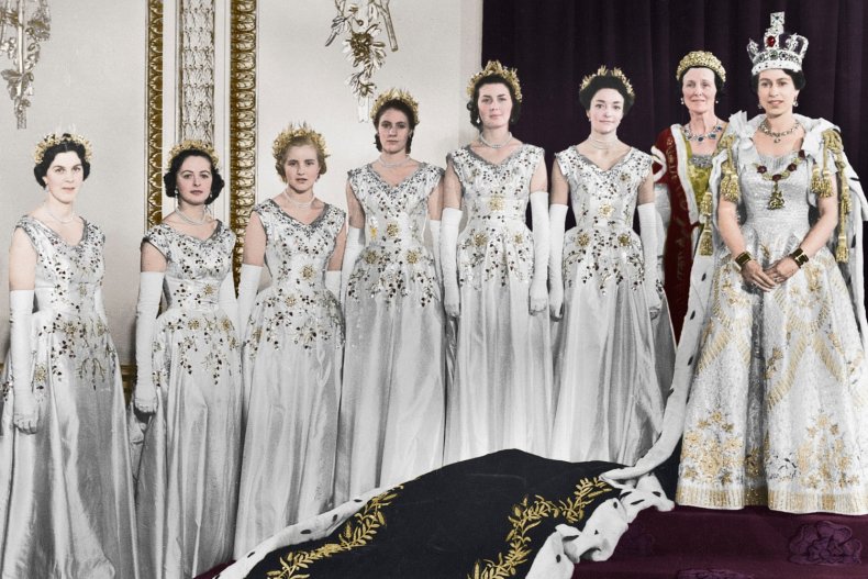 Queen with Maids of Honor at Coronation