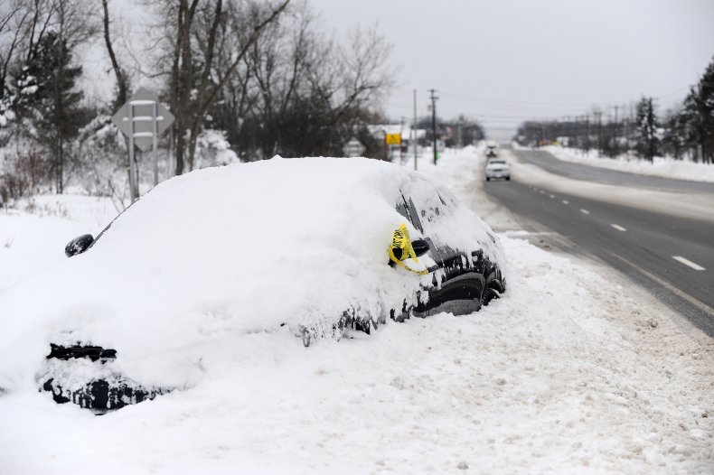 Car buried in snow in Buffalo