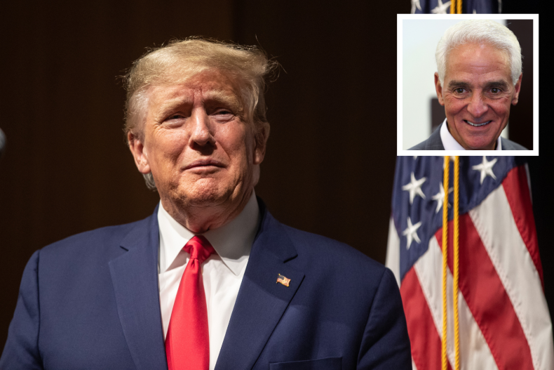Donald Trump with Charlie Crist inset 