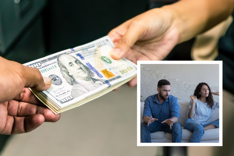 Money changing hands, couple argue