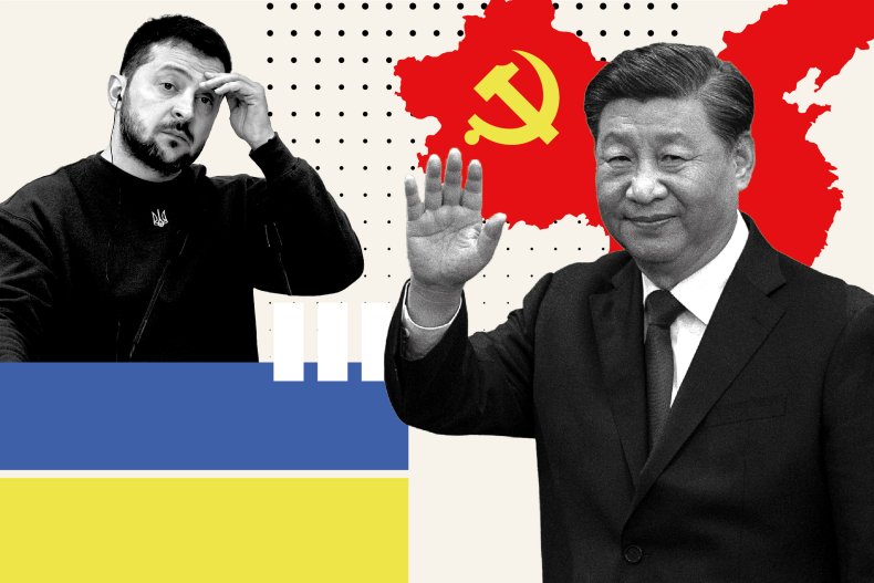Illustration of Volodymyr Zelenskyy and Xi Jinping