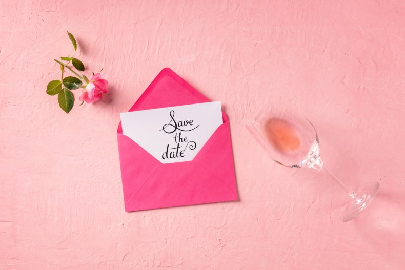 Save the Date Card in Pink Envelope