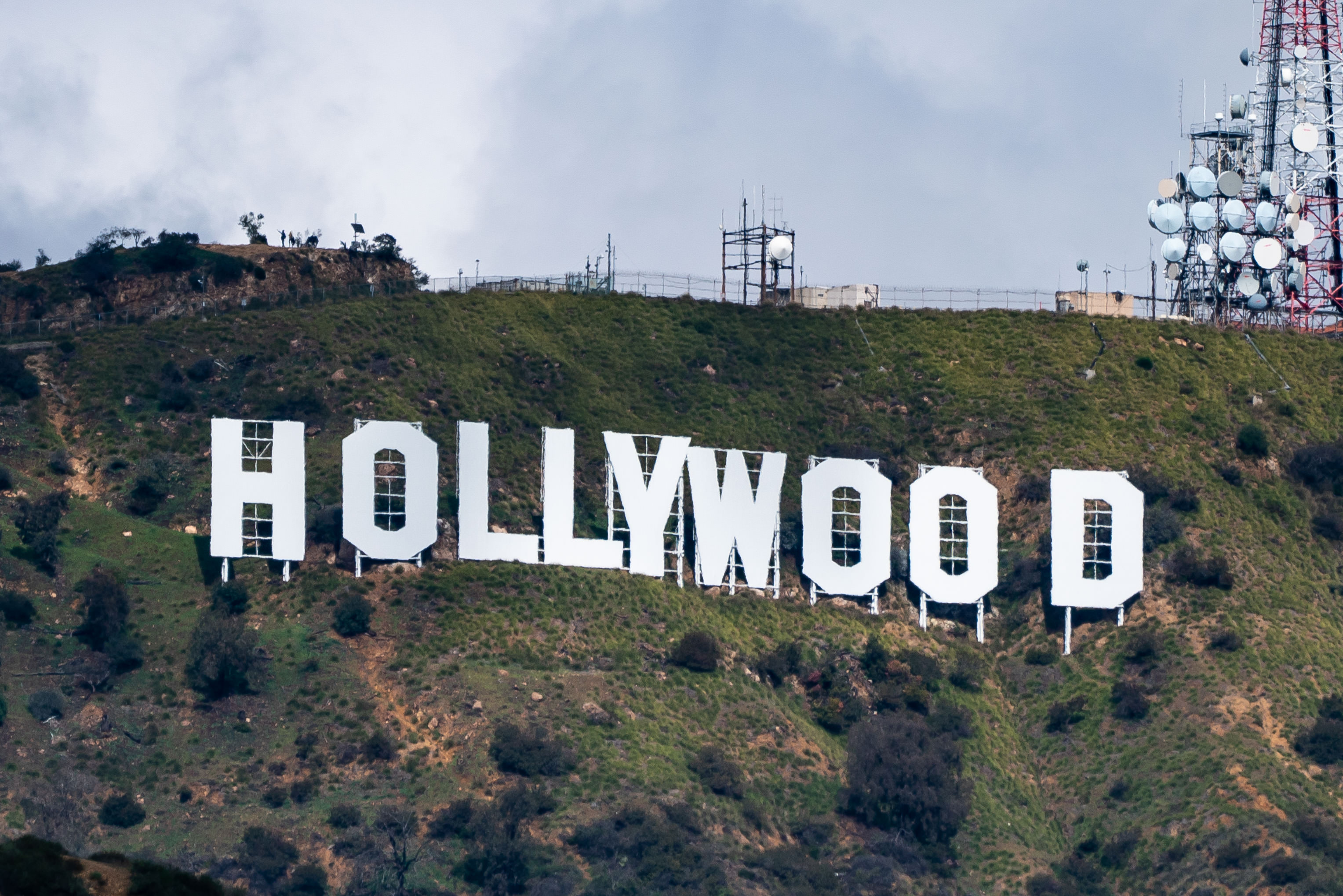 Hollywood Sign Sees Rare Snowfall As Los Angeles Braces for Blizzard