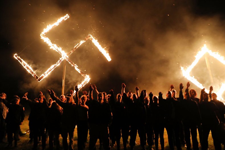 National Socialist Movement swastika burning