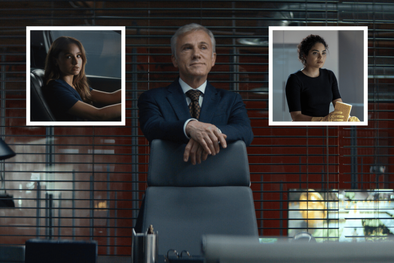 Christoph Waltz Brittany O’Grady and Aimee Carrero