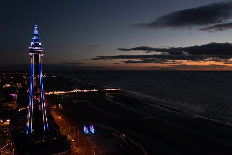 Blackpool Tower shows support for Ukraine
