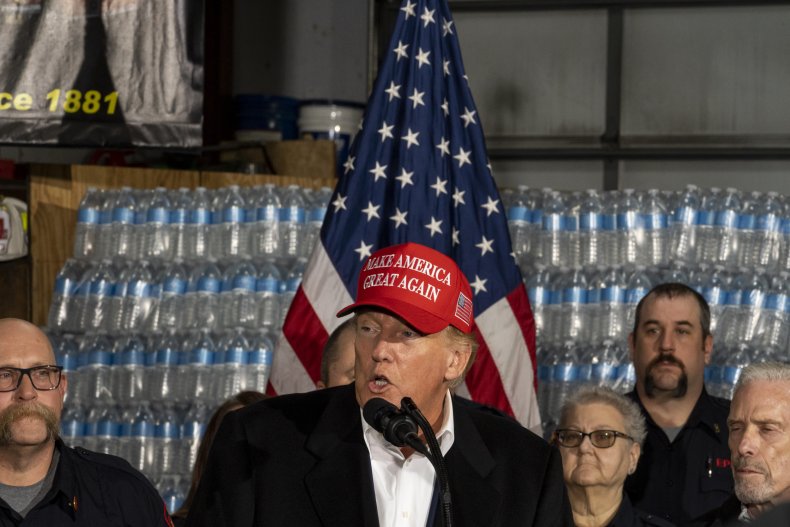 Former President Donald Trump stands