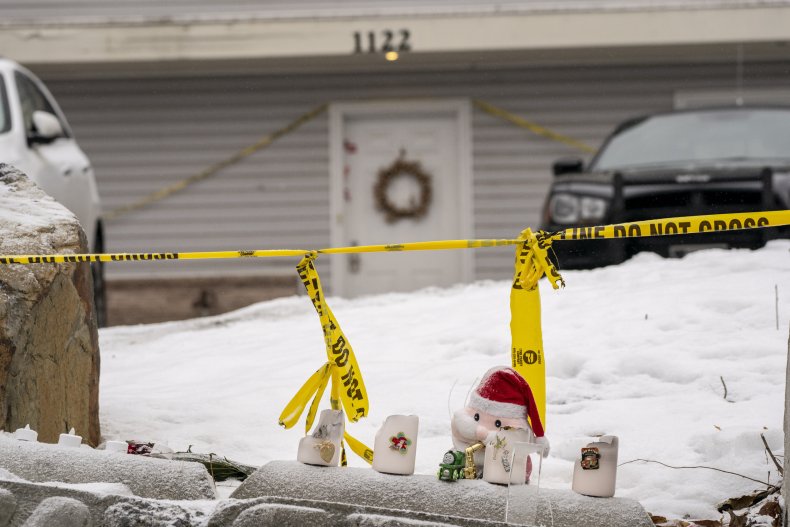 Objects left for a makeshift memorial
