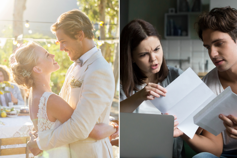 Couple at wedding and anger at letter