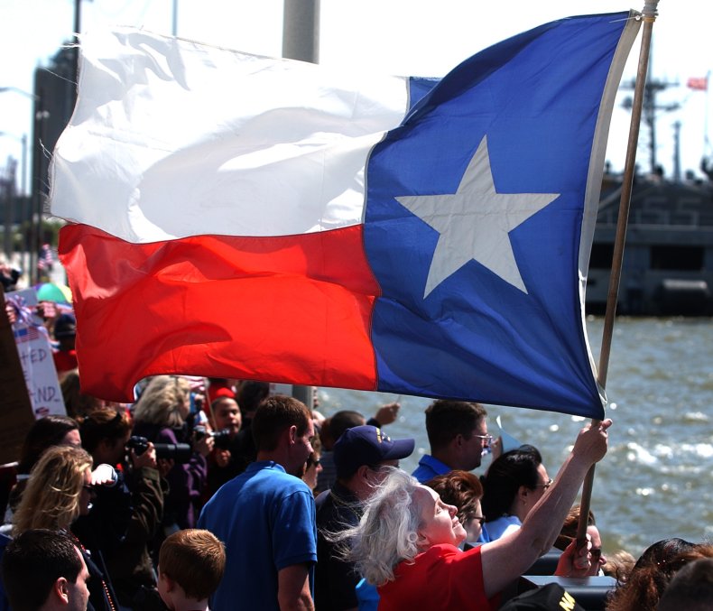 A Texas flag being flown