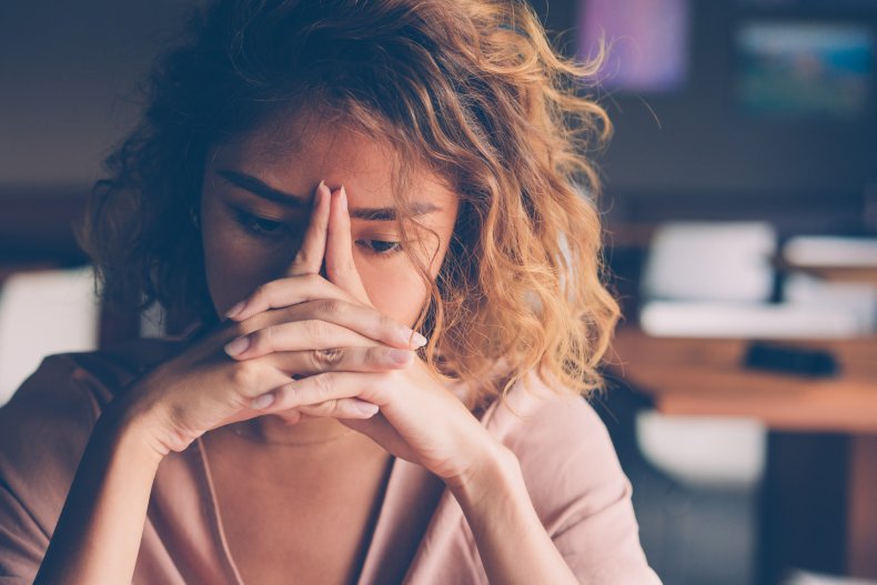 Woman looking anxious.