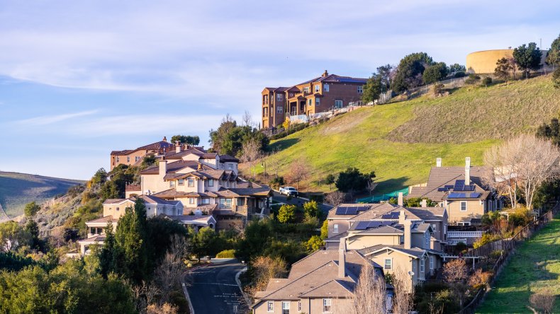 Houses on a hill in San Francisco.