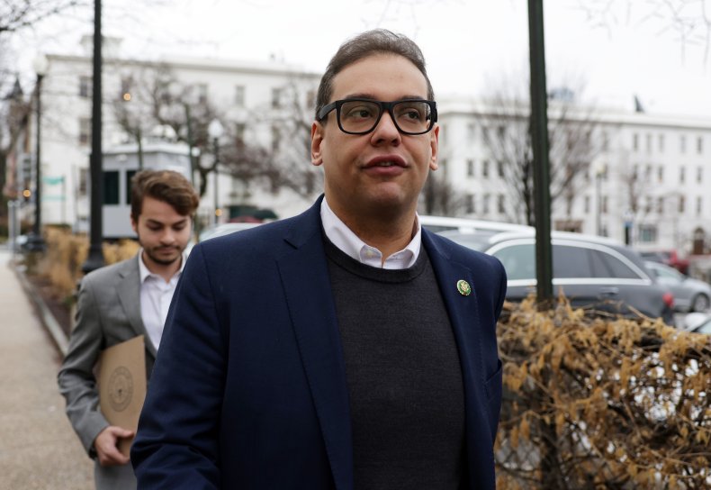 George Santos leaving a Capitol Hill meeting