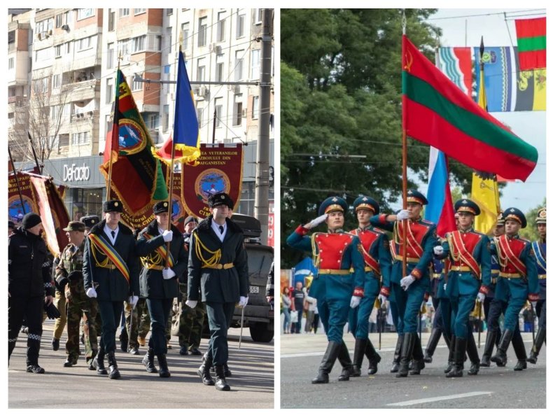 Moldova, and, Transnistria, forces, march, combination, photo
